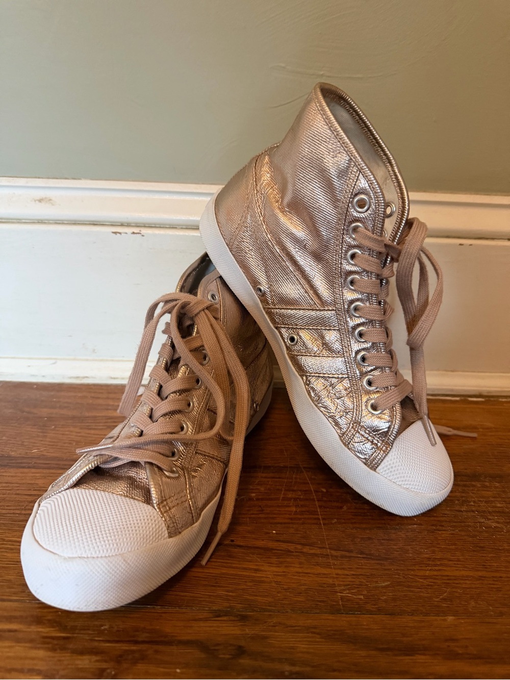 Gola Metallic Rose Gold High-Top Sneakers
